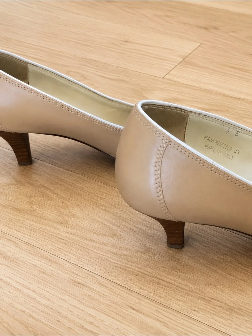Coach Marcella Nude Leather Square Toe Kitten Heel Pumps Size 7.5 - Picture 3 of 6